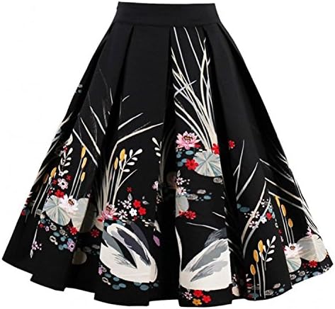 Elegant High Waist Flower Skirt Women Summer Autumn Long Saias Skirts Femme Vintage Floral Saia Midi Swing Skirt Retro Print picture color XXL