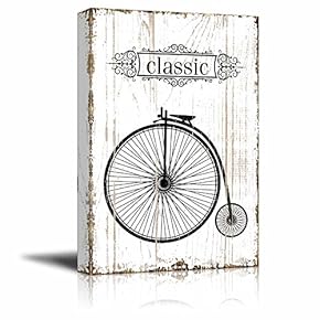 Canvas Wall Art - A Retro Style Bicycle on Vintage Wooden Style Background - Gallery Wrap Modern Home Art | Ready to Hang - 12x18 inches