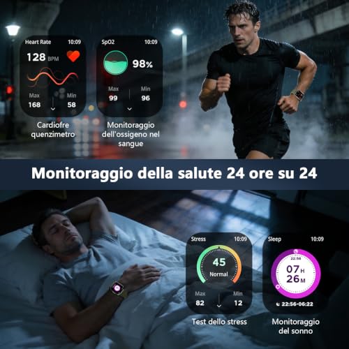 Blackview Men's Smartwatch, 2.01 Inch Military Smartwatch Fitness with Bluetooth Calls Smart Watch 115+ Sports Modes/900 mAh/Sleep/Heart Rate Monitor/Torch/Compass for Android IOS