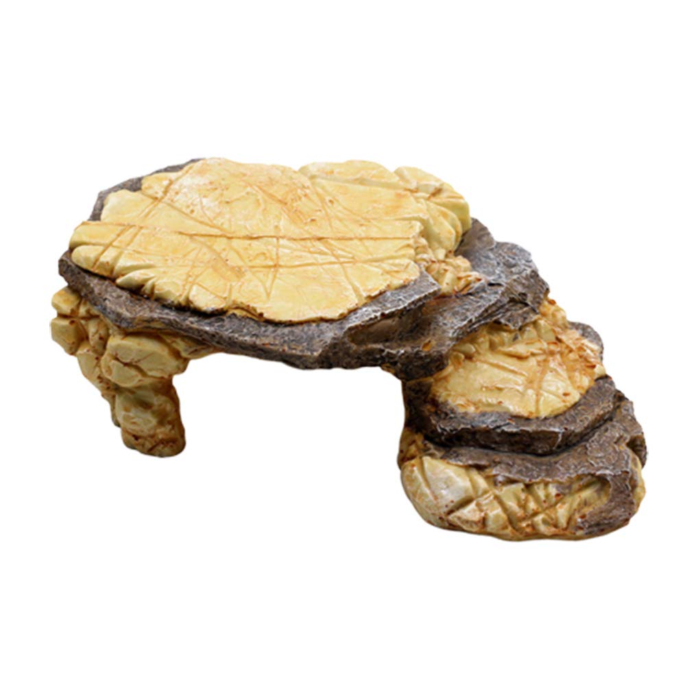 POPETPOP Turtle Basking Platform with Rock Ladder, Large Tortoise Turtle Terrace Basking Platform for Reptiles, Terrarium Decoration, Turtle Tank Accessories
