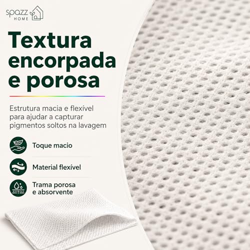 Spazz Home Lenços Antimanchas, 40 Folhas Grandes 28 x 11 cm, Proteção Contra Transferência de Cor, Ajuda a Evitar Manchas na Lavagem, Para Roupas Claras, Escuras e Coloridas