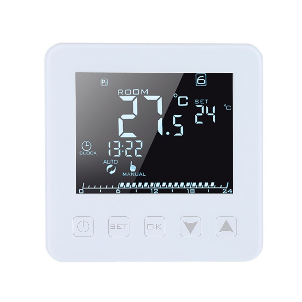 Zerodis 16A Programmable Thermostat Digital LCD Screen Electric Heating Thermostat Room Temperature Controller