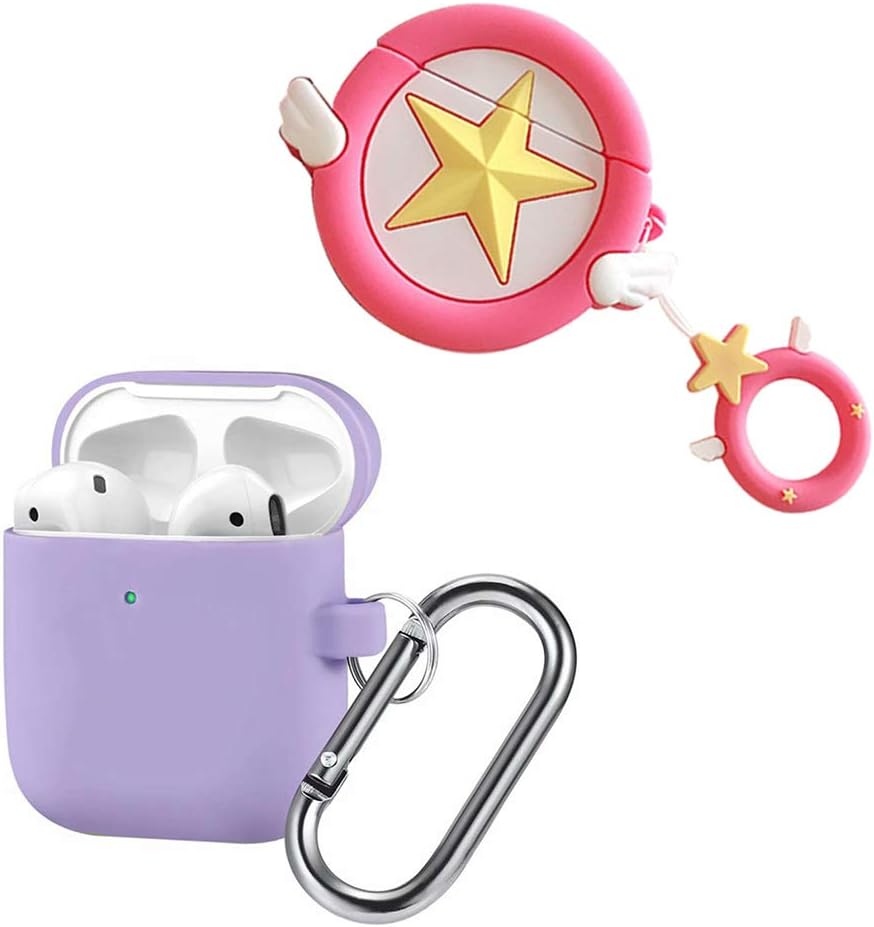 Merfashion Silicone Airpods Case Cover, 3D Cute Cartoon Kawaii Hard Protective Shockproof Case Cover for Apple Airpods 1 & 2 Charging Case, 2Pcs(Sailor Moon)