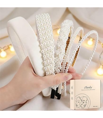 Amazon.com : Cuizhiyu 5PK White Pearl Headbands for Women  display picture 2