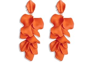 Just Follow Long Acrylic Rose Petal Earrings Dangle Exaggerated Flower Earrings Drop Statement Floral Tassel Earrings for Women