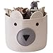 COMEMORY Cotton Rope Storage Basket with Cute Bear Design Foldable Woven Laundry Basket with Large Capacity Decorative Basket Organizer for Toys, Blanket, Towels, Clothes, 16