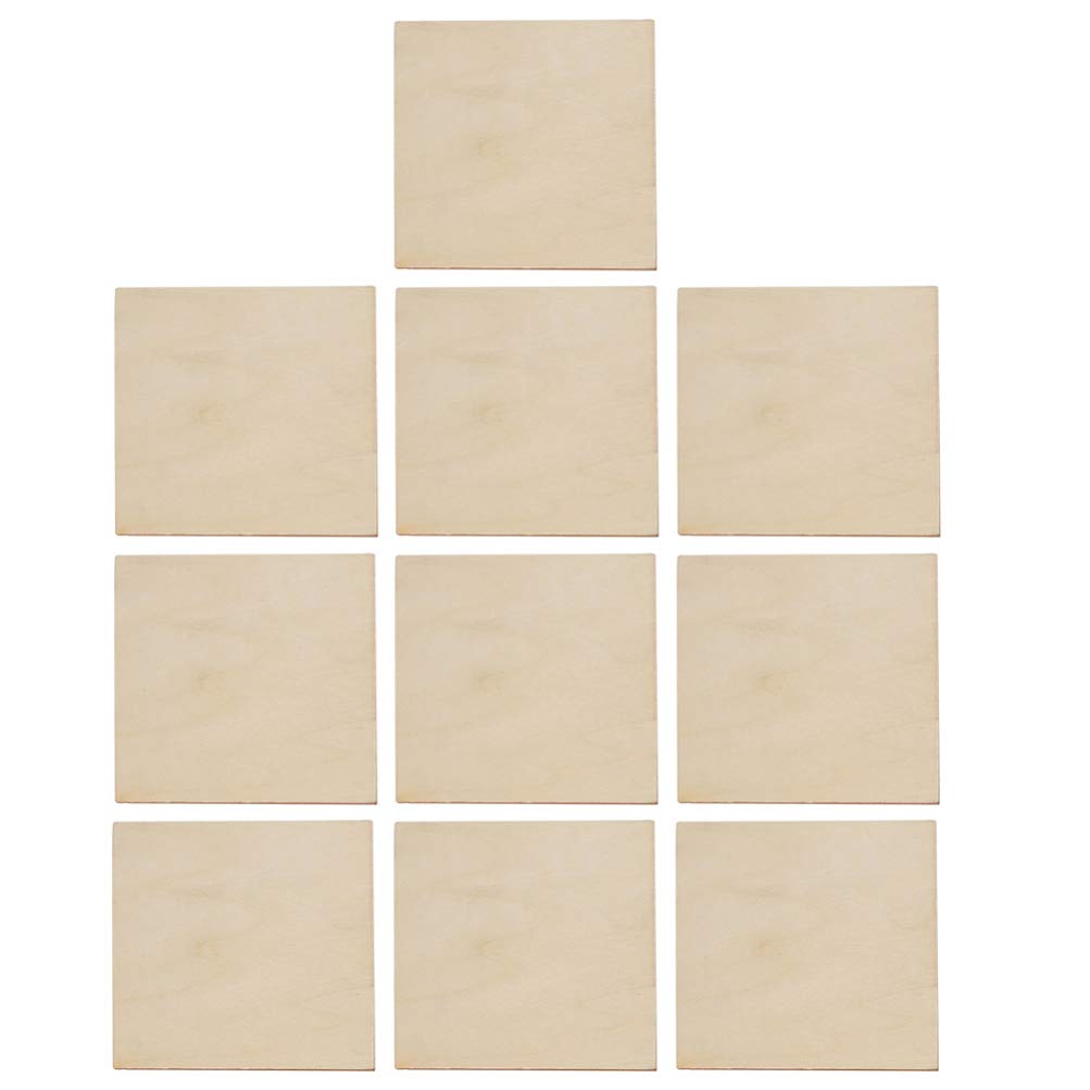 TOYANDONA 50pcs Unfinished Wood Pieces, 2x2 inch Blank Wood Squares Natural Pieces Square Wooden Cutouts Slices for DIY Arts Craft Painting Project