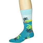Men's Casual Novelty Fun Color Cotton Crew Socks - Sunrise Palm Tree