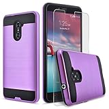 ZTE Max Duo LTE Case, 2-Piece Style Hybrid Shockproof Hard Case Cover + Circle(TM) Stylus Touch Screen Pen And Screen Protector (Violet Purple)