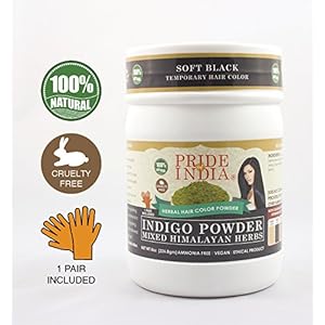 Pride Of India – Herbal Indigo Hair Powder W/Mixed Himalayan Herbs – Soft Black, Half Pound (227 Grams)