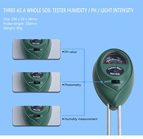 7TECH 3-in-1 Soil pH Meter Tester Moisture Plant Soil Light and PH acidity Tester Great For Garden Farm Lawn Indoor & Outdoor (No Battery needed) - Thumbnail 6