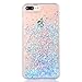 SUPVIN Bling Glitter Sparkle Shiny Liquid Phone Case for Girls Women Floating Bumper Cute Case with Rhinestone Diamond [TPU+PC] Compatible for iPhone 7 Plus/iPhone 8 Plus(Blue)