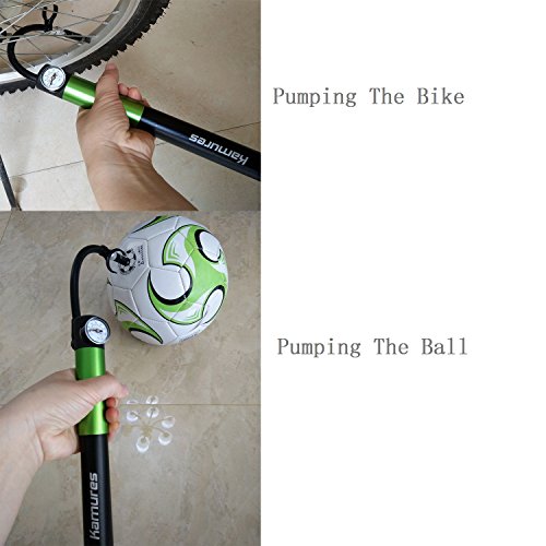 image for KAMURES Mini Bike Pump with Gauge, Release Button by, Universal Bicycl