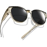 TINHAO Polarized Fit Over Sunglasses for Women Men Driving Wear over Glasses with UV400 Protection Cat Eye Frame