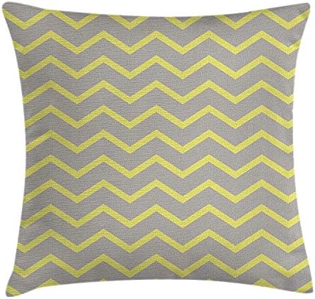 Kaixin J Grey and Yellow Throw Pillow Cushion Cover, Cat Pet Feline Best Friend Playing with Spring Butterfly Print,Home Decor Pillow Case, 18 X 18 Inches, Black Marigold and Grey