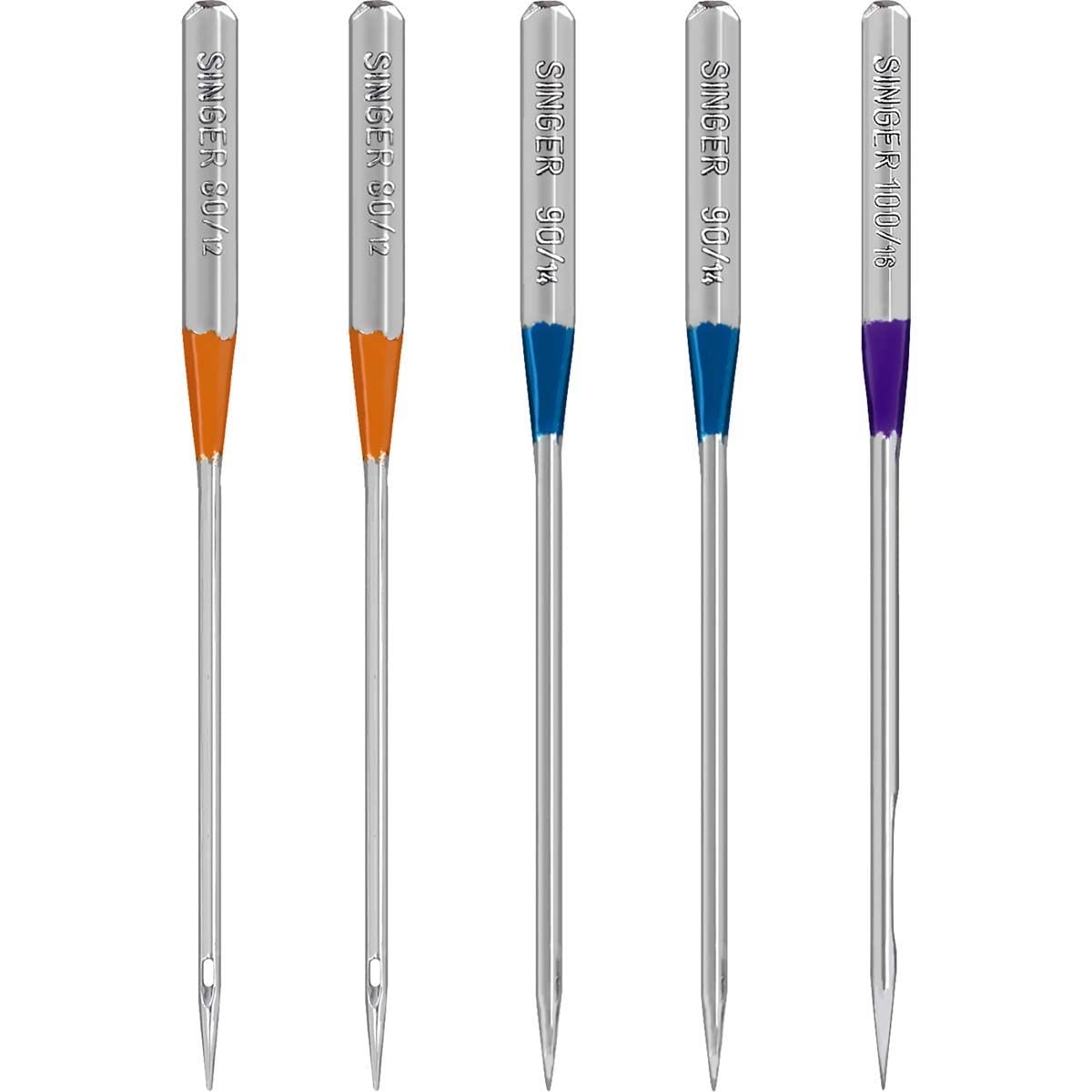 Universal Regular Point Overlock Machine Needles-Sizes 11/80 (2), 14/90 (2) & 16/100 (1) (Parallel Import)