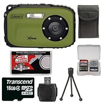 Coleman Xtreme C5WP Shock & Waterproof Digital Camera (Green) with 16GB Card + Case + Accessory Kit