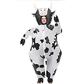 ZISUEX Inflatable Cow Costume Adult Cow Blow Up Suit Halloween Costume Jumpsuit Fancy Party Christmas Inflatable Suit