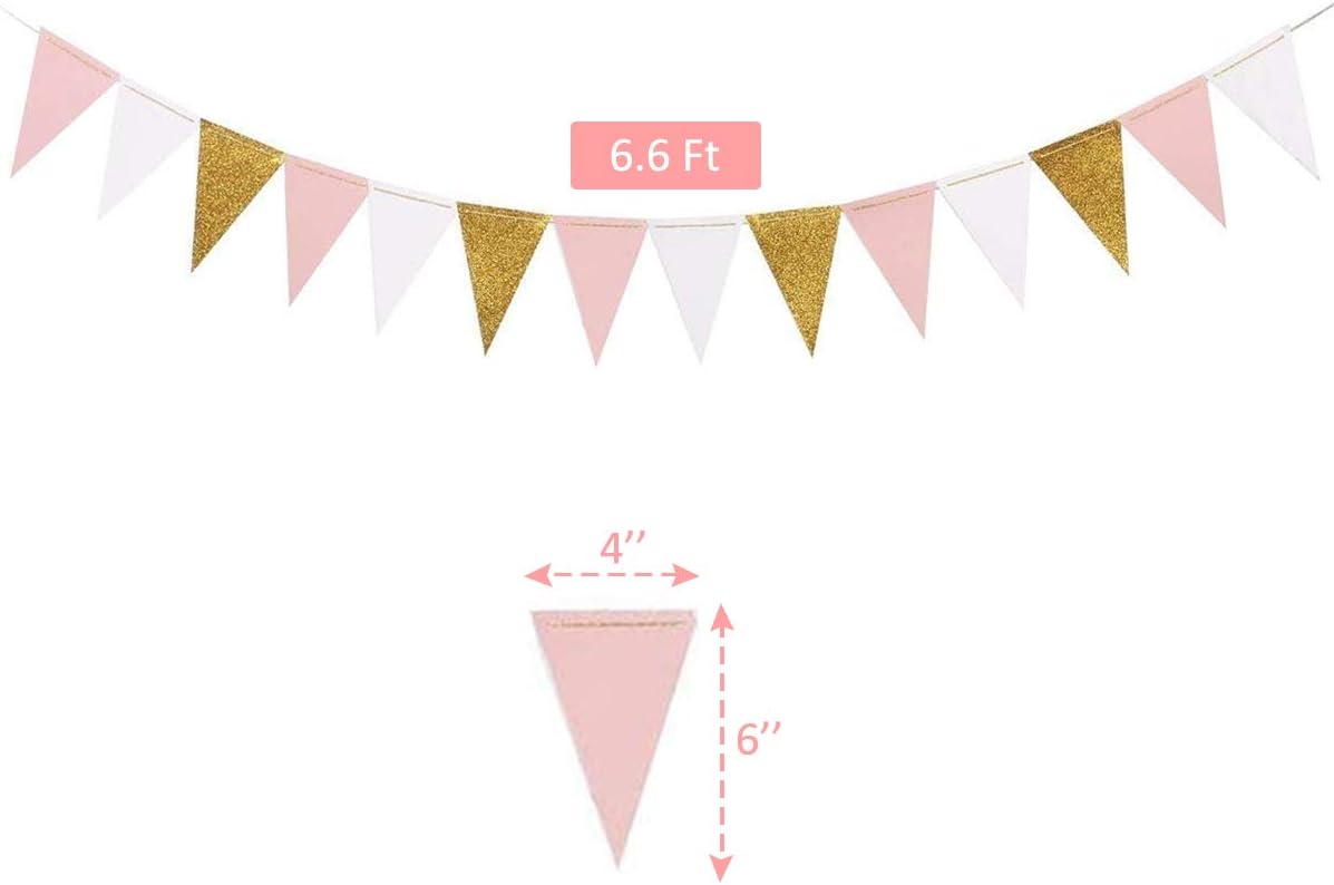 Pink and Gold Birthday Party Decorations Decor Supplies First 1st Birthday Girl Decors Decorations Kit Pom Pom Lanterns Polka Dot Triangle Garland Banner Party Supplies Backdrop: Toys & Games