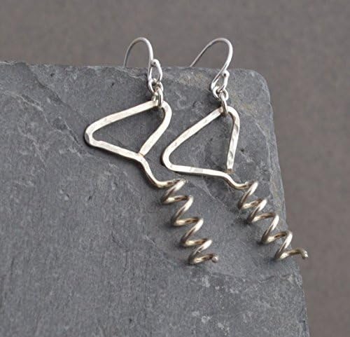 Corkscrew Earrings Hammered Sterling Silver