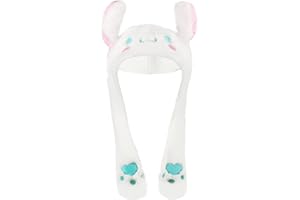 CZZLYJ Kawaii Ear Moving Jumping Hat, Cute Cartoon Fluffy Cap, Soft Warm Headwear, Anime Plush Hats for Women Girls (white)