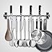 EINFAGOOD Pot Rack, Kitchen Hooks Rack 10 Hooks with Knife Holder and Pot Lid Rack，Stainless Steel Double Pipe, 23.62 in Long (Polished Finish)