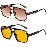 Hycredi Retro Aviator Sunglasses for Women Men, Trendy Square Shades, Vintage Classic Rectangle Sun Glasses