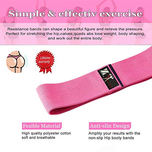 Resistance Bands for Legs and Butt, Workout Exercise Hip Bands, Fitness Booty Loop Non-Slip Bands for Squats, Deadlifts, Yoga, Sport, Pack of 3 (Black, firozi, Pink)