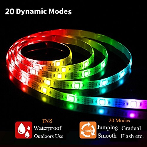 SOLMORE LED Strip Lights Battery Operated 2m/6.6ft 5050 SMD 60LEDs Color Changing RGB LED Light Strip Flexible LED Strip Kit Waterproof Strip Lighting for Home Bedroom DIY Party Indoor Outdoor (2Pcs)