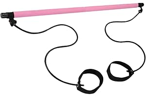 Pilates Bar Kit - Steel Tube EVA Foam Multifunctional Fitness Bar, Elastic Resistance Band, Portable Two Step Disassembly Scu