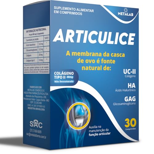 Suplemento Colágeno Tipo 2, UCII, Ácido Hialurônico, Glicosaminoglicano, NEEM Articulice com 30 comprimidos similar Fortice