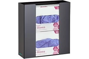 ADIRMED Adir Glove Holder for Wall Mount – Acrylic Glove Dispenser Station for Tissue boxes, Disposable Rubber Gloves Face Masks - Medical Glove Organizer for Hospital, Labs – (Black for 2 boxes)