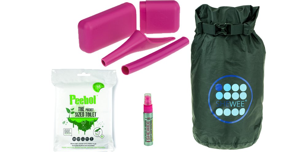 SHEWEE Out & About Pack - Reusable Pee Funnel – The Original Female Urination Device Since 1999! Quickly, Easily and Discreetly, Wee Standing Up Without Removing Clothing (Pink)