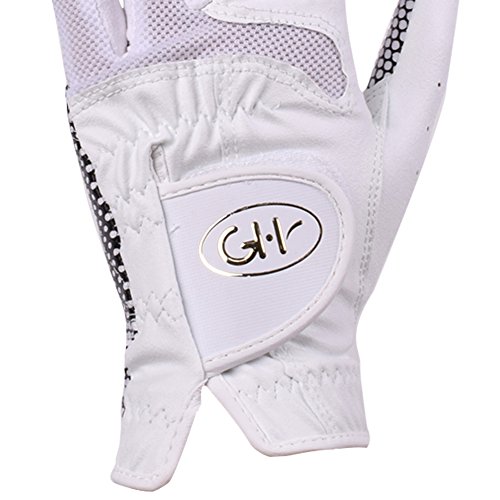 GH Women's Leather Golf Gloves One Pair Plain Both Hands (White, 20