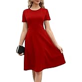 Women's 2025 Fit and Flare Dress Summer Casual Elegant Vintage Floral Printed Work Party A-line Dress with Pockets 162