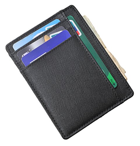 image for Woogwin Slim Front Pocket Wallet RFID Leather Credit Card Holder Card 