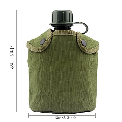 BeGrit Outdoor Kettle Canteen Aluminum Cup Kit and Cover with Stainless Steel Foldable Spoon Fork for Hiking Camping, 1 Quart