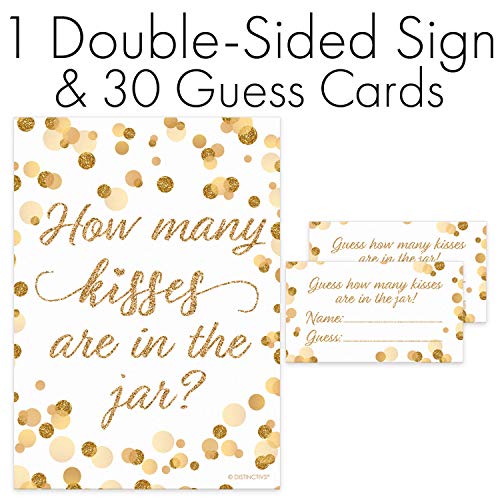 How Many Kisses in the Jar Game - White and Gold (Sign with Cards) - //medicalbooks.filipinodoctors.org