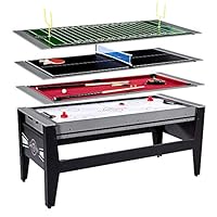 Lancaster Gaming 4 in 1 Table with Air Hockey, Billiards, Table Tennis, and Football