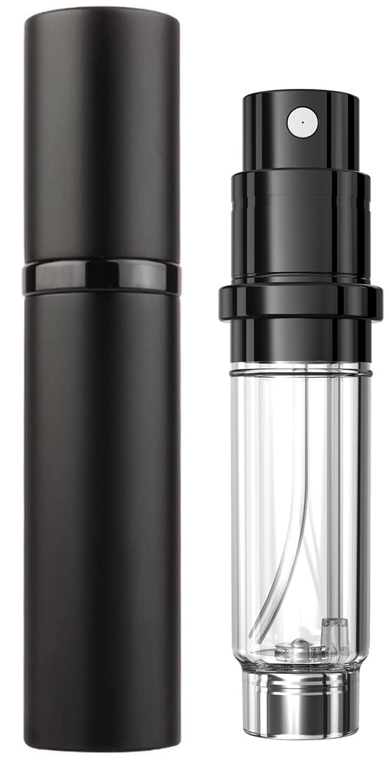 Travelofo Perfume Atomiser Spray Bottle, Mini Perfume Bottles,Travel Perfume Bottle Refillable Spray, 5ml Leaking Proof Perfume Dispenser Atomisers for Travel, Luxury Gifts for Men Women (Black)