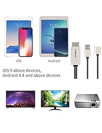 MiraScreen   Cable USB a HDMI con pantalla AV Dual iOS+USB C 1080P de Beyond iOS 9 y Android 4.4 para teléfono y Pad a HDMI Monitor Proyector Digital portátil espejo pantalla a HDMI adaptador