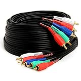 Cmple 5-RCA Male to 5RCA Male RGB Component Audio Video Cable for HDTV - Gold Plated RCA to RCA - 25 Feet, Black