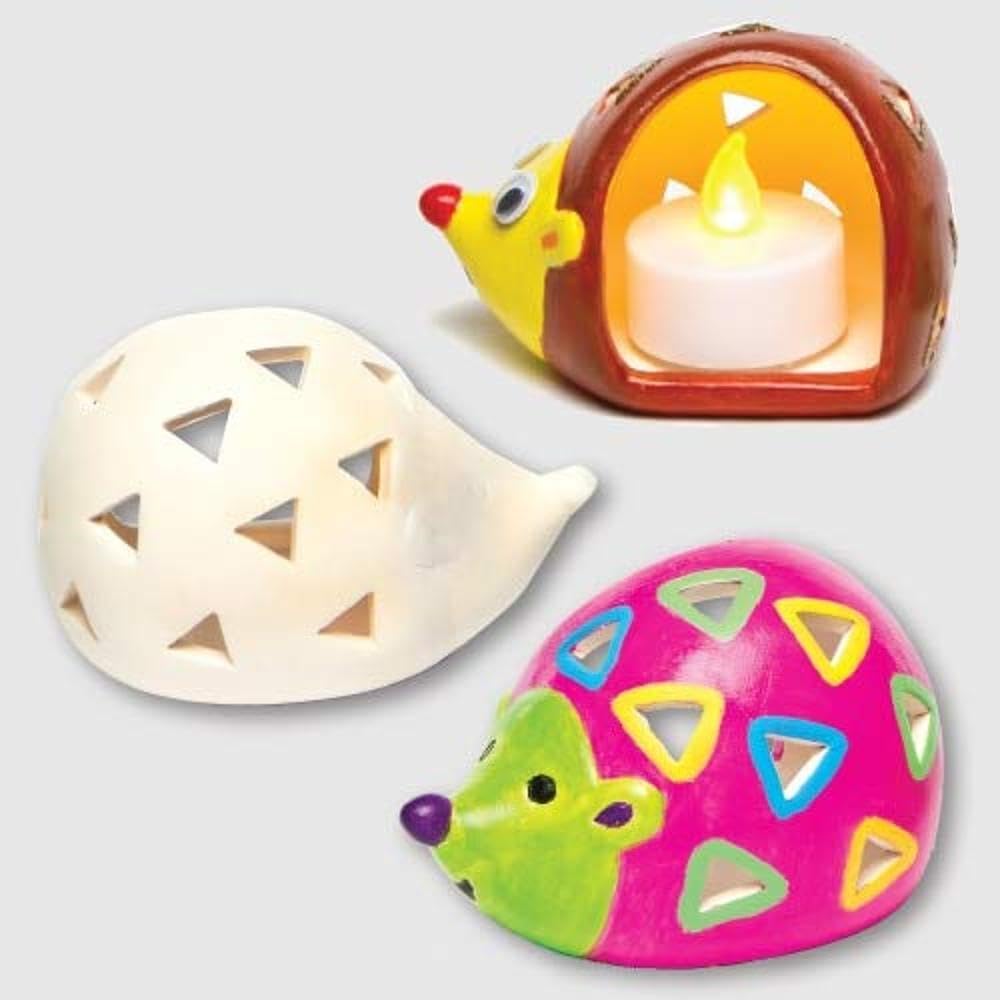 Baker Ross AF713 Hedgehog Ceramic Tealight Holders (Box of 4)