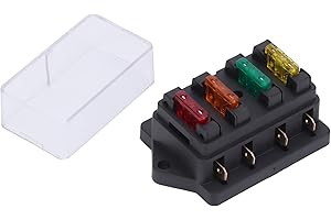 Acouto 4 Way Blade Fuse Holder Box Waterproof with 4pcs for 12V-24V Auto Car Marine Boat Block Distribution Case Motorcycle