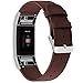 iGK Leather Replacement Bands Compatible for Fitbit Charge 2, Genuine Leather Wristbands New Flat-end Brown with Metal Connectors