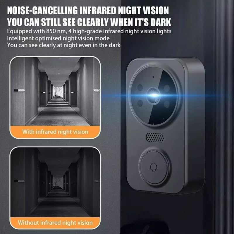 Campainha Sem Fio com Camera, Intercom de Áudio e Visão Noturna, Tela IPS 4.3”, Ângulo de 120°, Vídeo Porteiro Bidirecional Residencial Interno E Externo (M12)