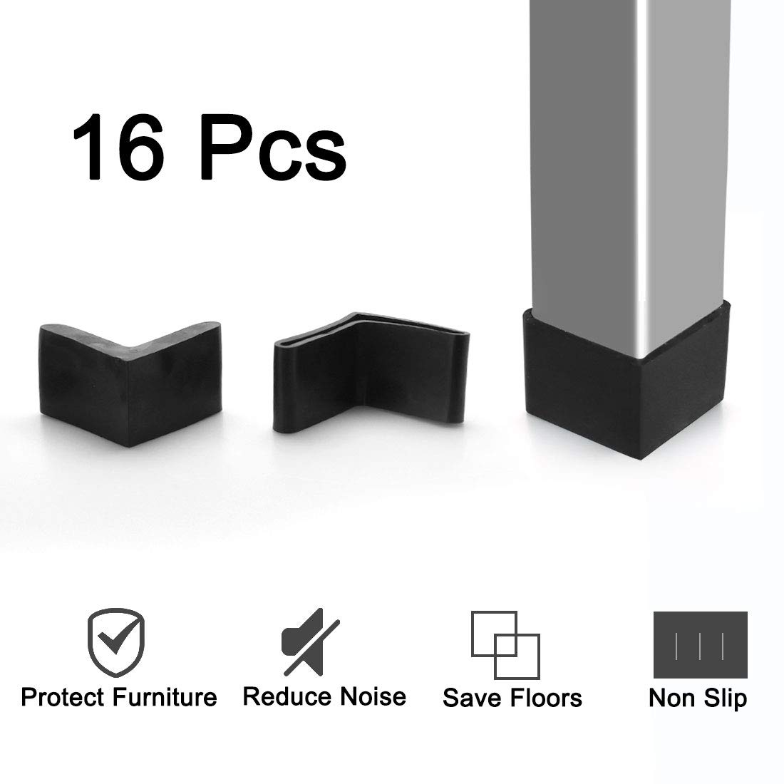 uxcell 40mm x 40mm 10 Pcs L Shaped Rubber Covers Furniture Angle Iron