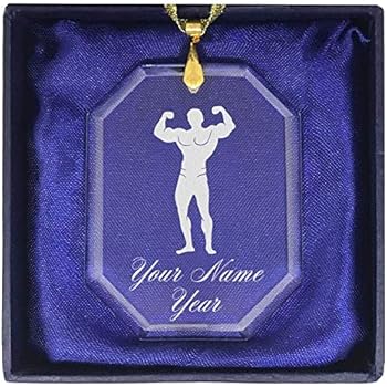 LaserGram Christmas Ornament, Bodybuilder, Personalized Engraving Included (Rectangle Shape)