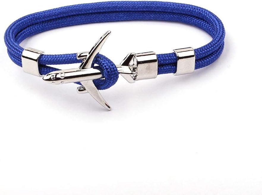 ESCYQ Punk Bracelet Braided For Men,Bangles Fashion Retro Bracelet For Men Women Charm Lake Blue Bracelets For Aviation Style Sport Hook Unisex Fashion Friendship Gift Birthday Presen