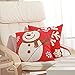 Hupplle Canvas Cotton Embroidery Throw Covers Christmas Snow Square Throw Pillow Covers Red